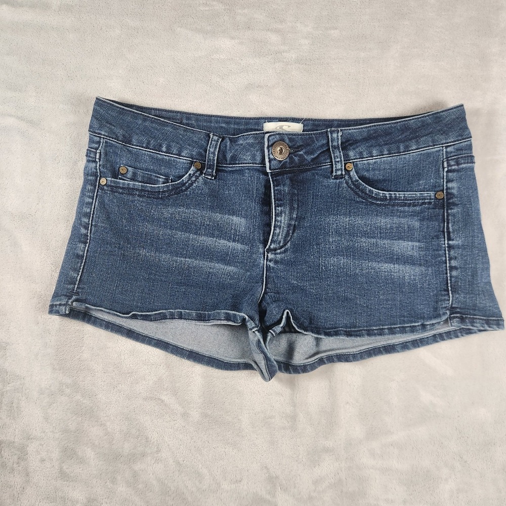 O'Neill Jean Low Rise Shorts Y2K Womens 11 Jr Med Wash 2.5" Denim Stretch‎
